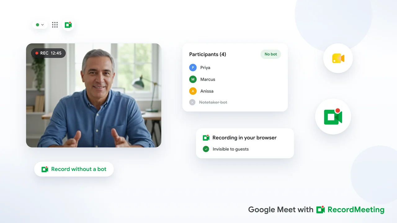 Google Meet Recording Without Bot: How to Capture Calls Invisibly